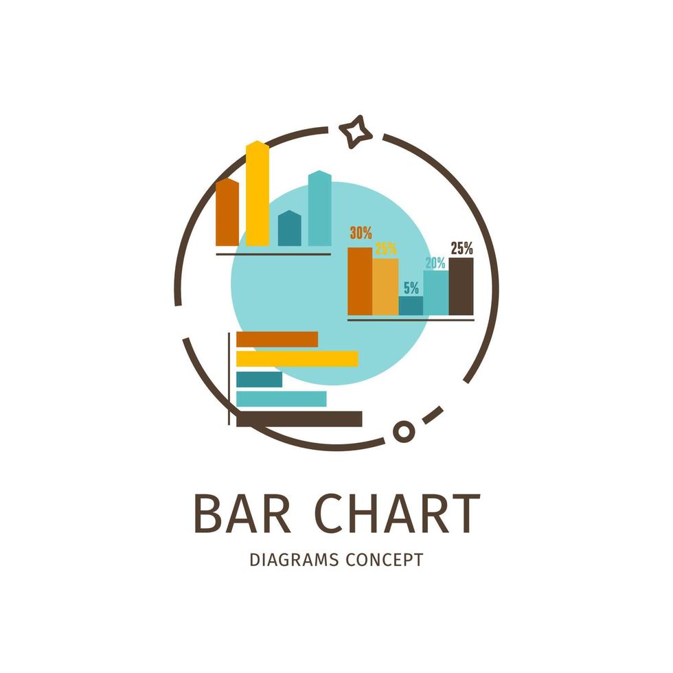 conceito de gráfico de barras de ícone de linha fina de diagramas. vetor