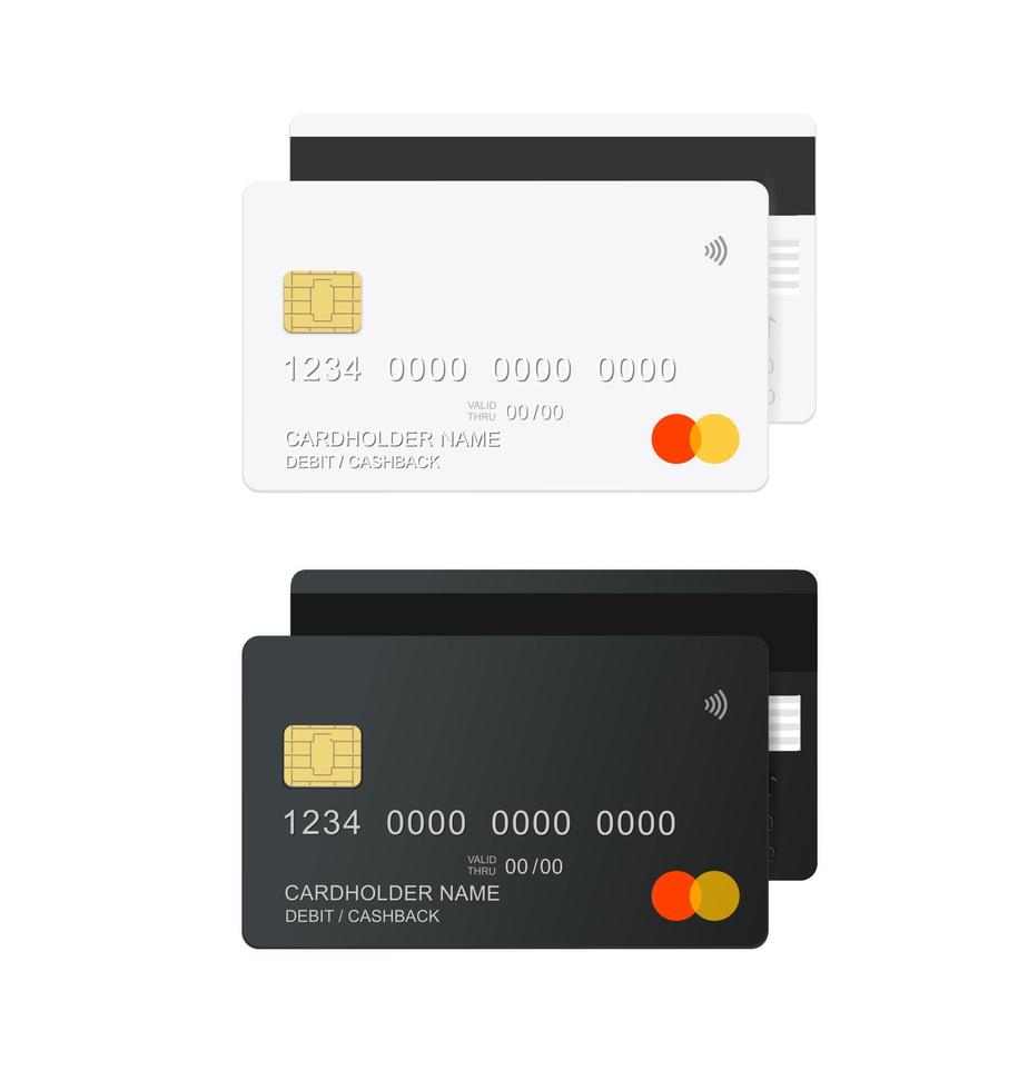 conjunto de modelo vazio de maquete de cartão de crédito 3d realista detalhado. vetor