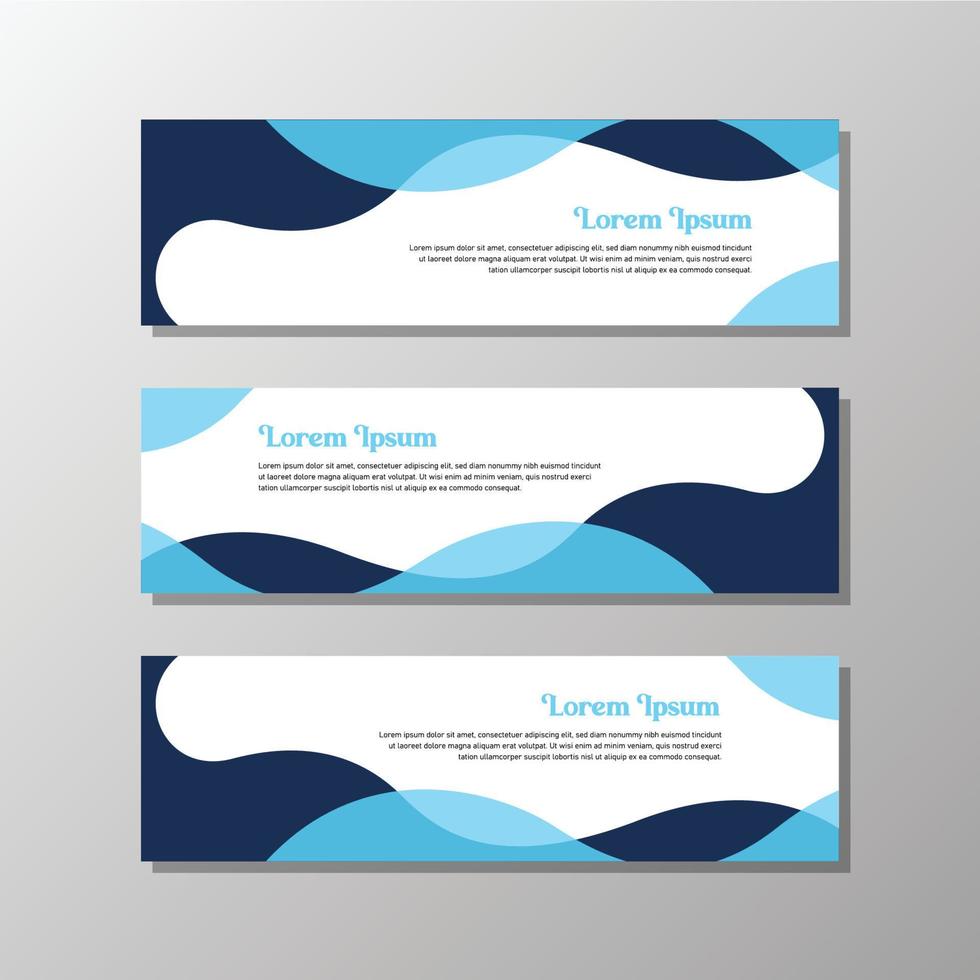 conjunto de modelo de vetor de banners da web com design de curvas abstratas azuis