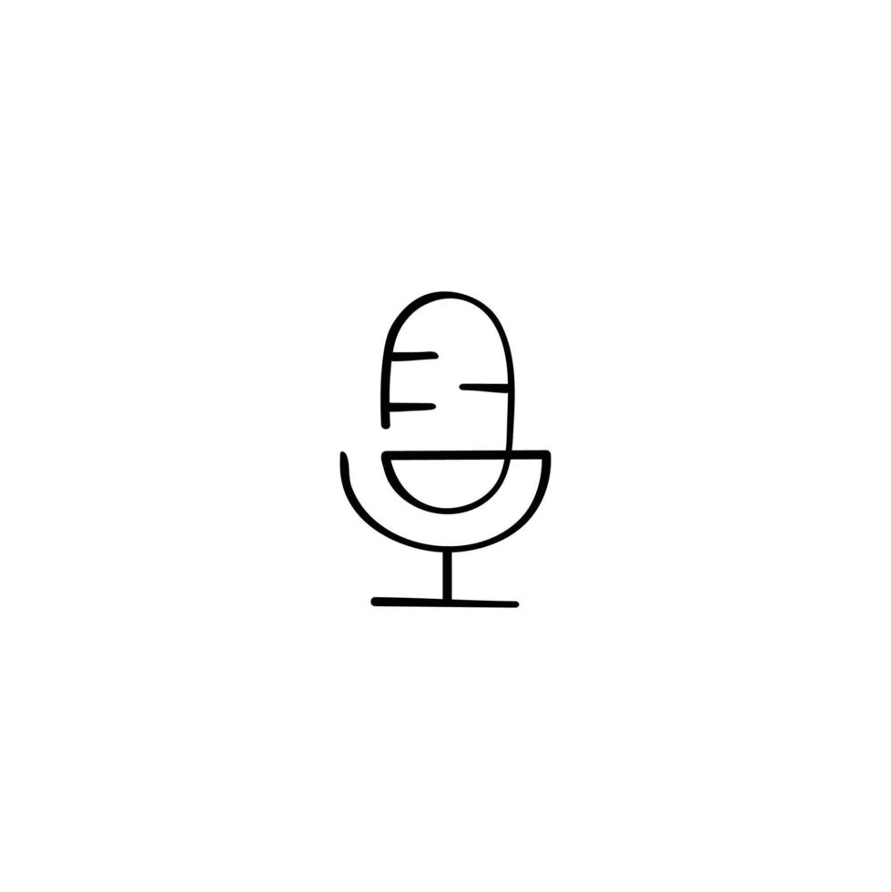 design de ícone de estilo de linha de microfone vetor