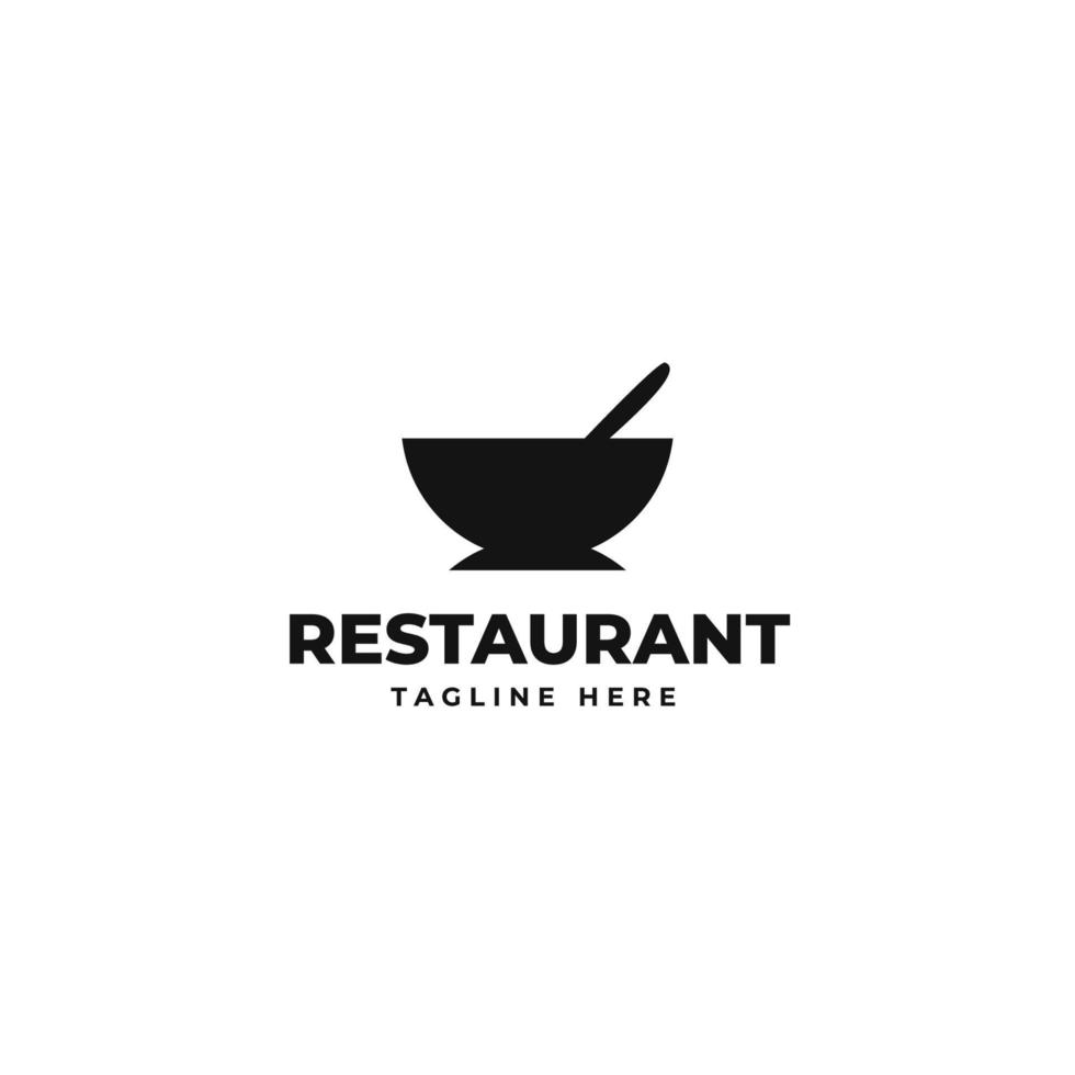 tigela de sopa com design de logotipo de colher. comida, refeição, restaurante, restauração e cantina, design e ilustração vetorial vetor