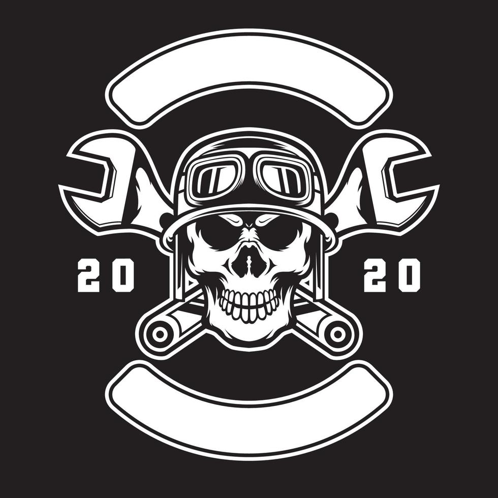 logotipo do emblema do crânio de motociclistas vetor