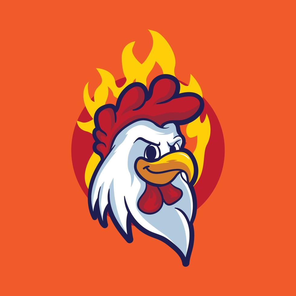 mascote de cabeça de galinha com fundo quente vetor