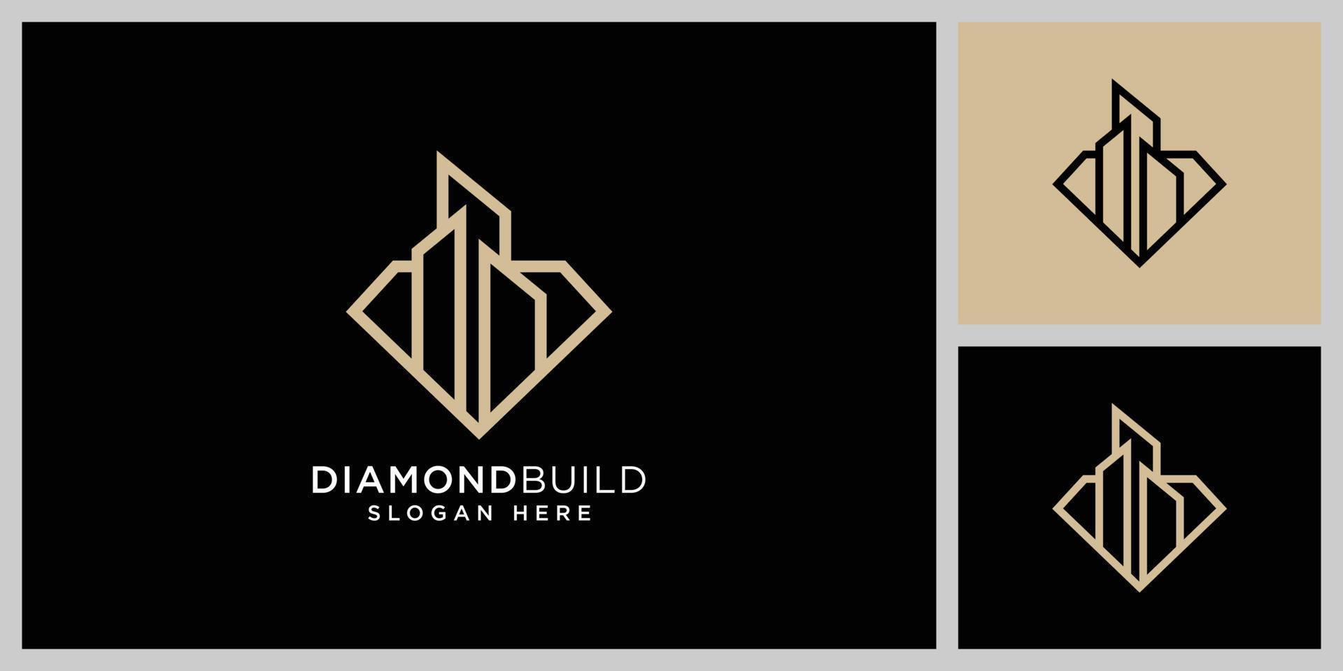 vetor de design de logotipo de construção de diamante