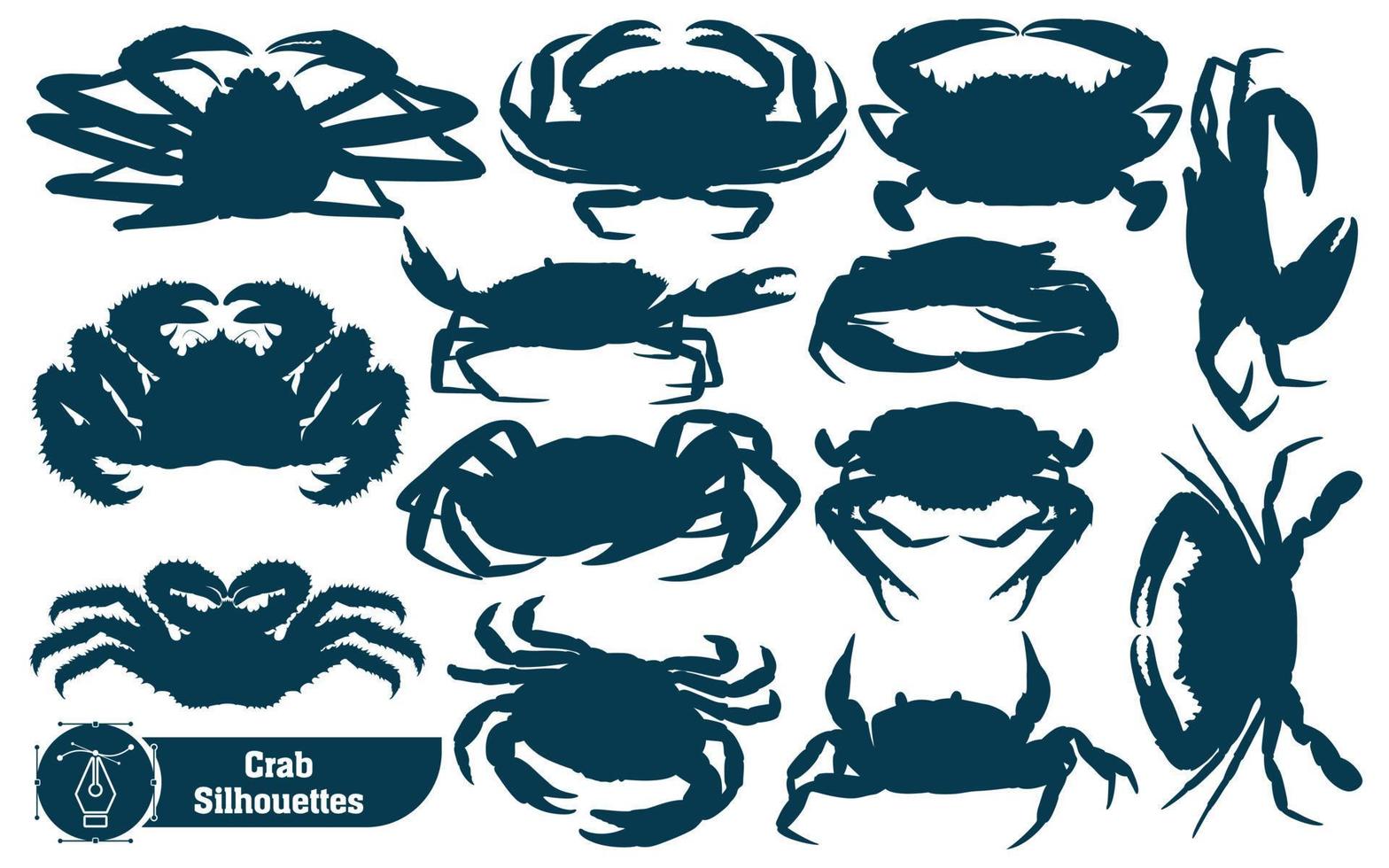 coleção de ilustração vetorial de silhueta de caranguejo vetor