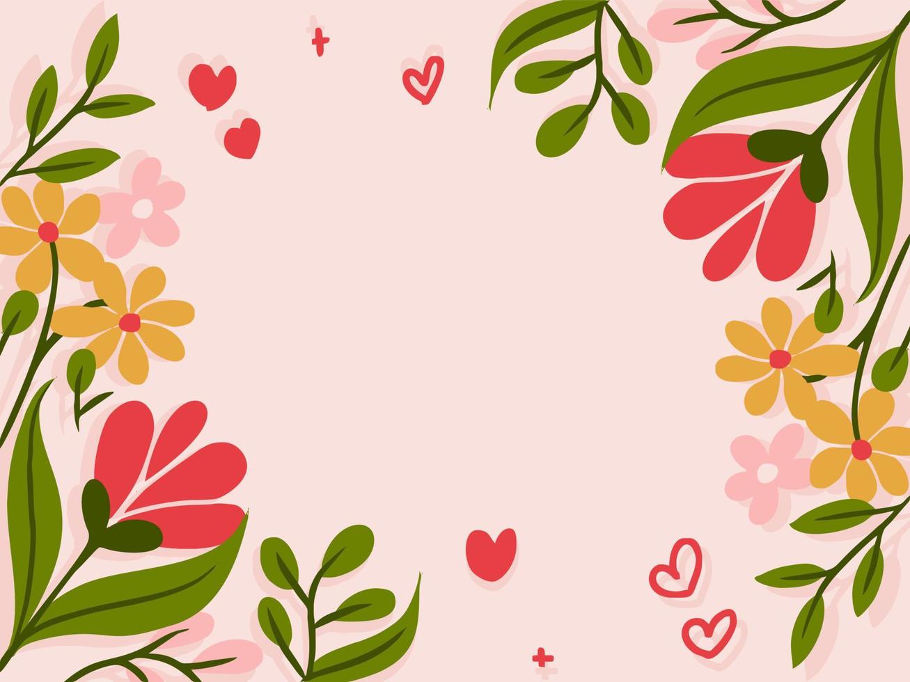 banner de fundo rosa com decoração de plantas vetor