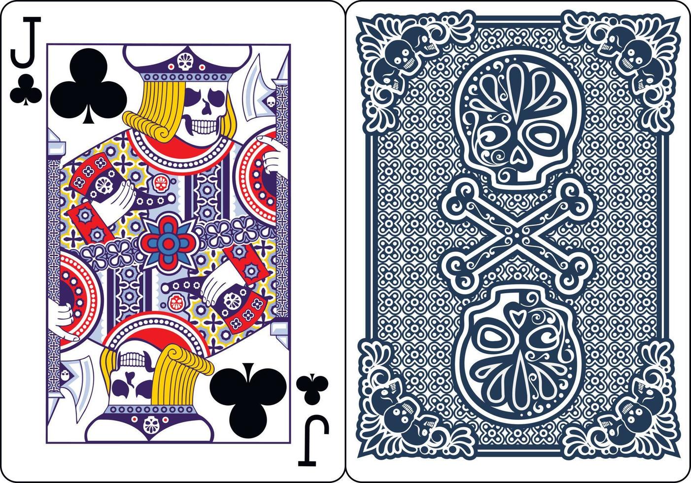 cartas de jogo de pôquer exclusivas com esqueletos, tacos de jack vetor