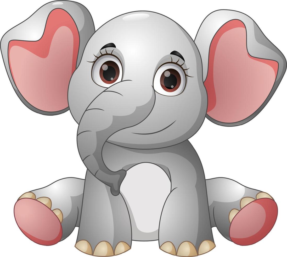 elefante bebê dos desenhos animados em fundo branco vetor
