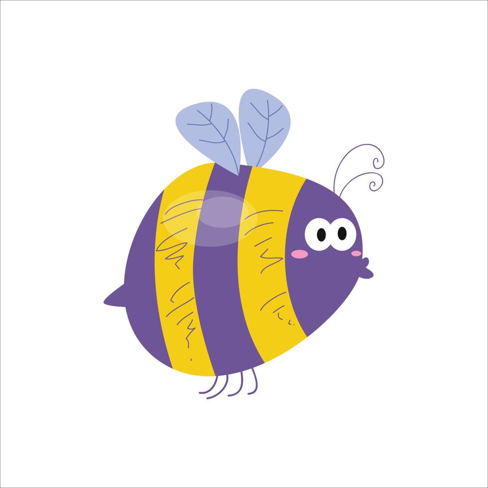 inseto de abelha de mel voa na natureza. ilustração para design gráfico, vetores, logotipo, rótulo, símbolo, personagens de doodle e desenhos animados. Bumblebee bonito buzz bug. pólen de néctar natural, padrão de favo de mel vetor