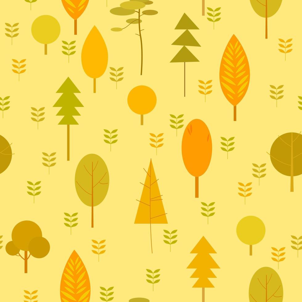 padrão de outono de árvores em estilo cartoon para impressão e ilustração decoration.vector. vetor