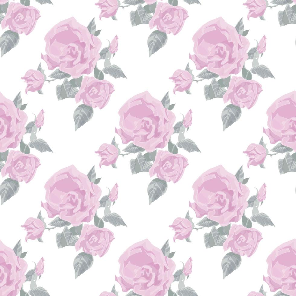 padrão de rosas cor de rosa em um fundo branco no estilo de desenho à mão para impressão e design. ilustração vetorial. vetor