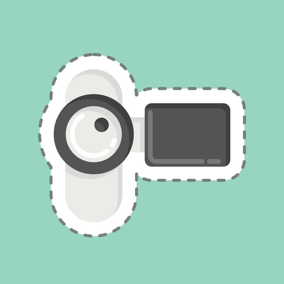 câmera de filme de corte de linha de adesivo. relacionado ao símbolo da fotografia. design simples editável. ilustração simples vetor