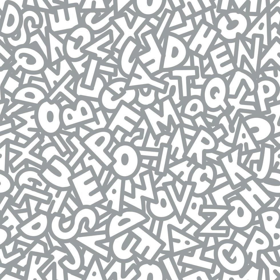 padrão de doodle de letras desenhadas em cinza. ilustração vetorial. vetor