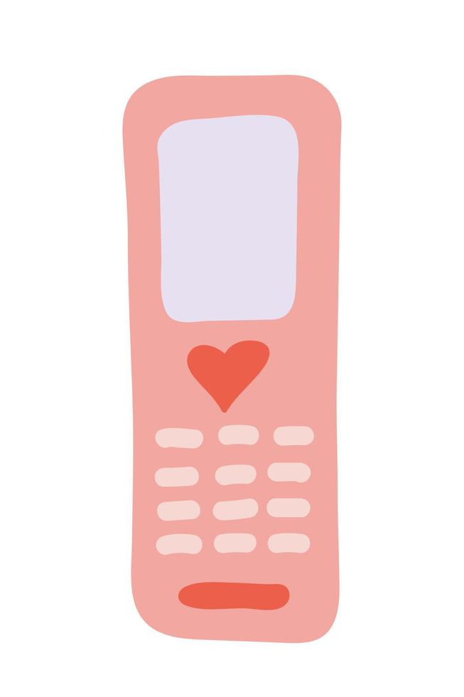 desenho de telefone vetorial com coração. linda ilustração para decoração, têxtil, adesivo. vetor