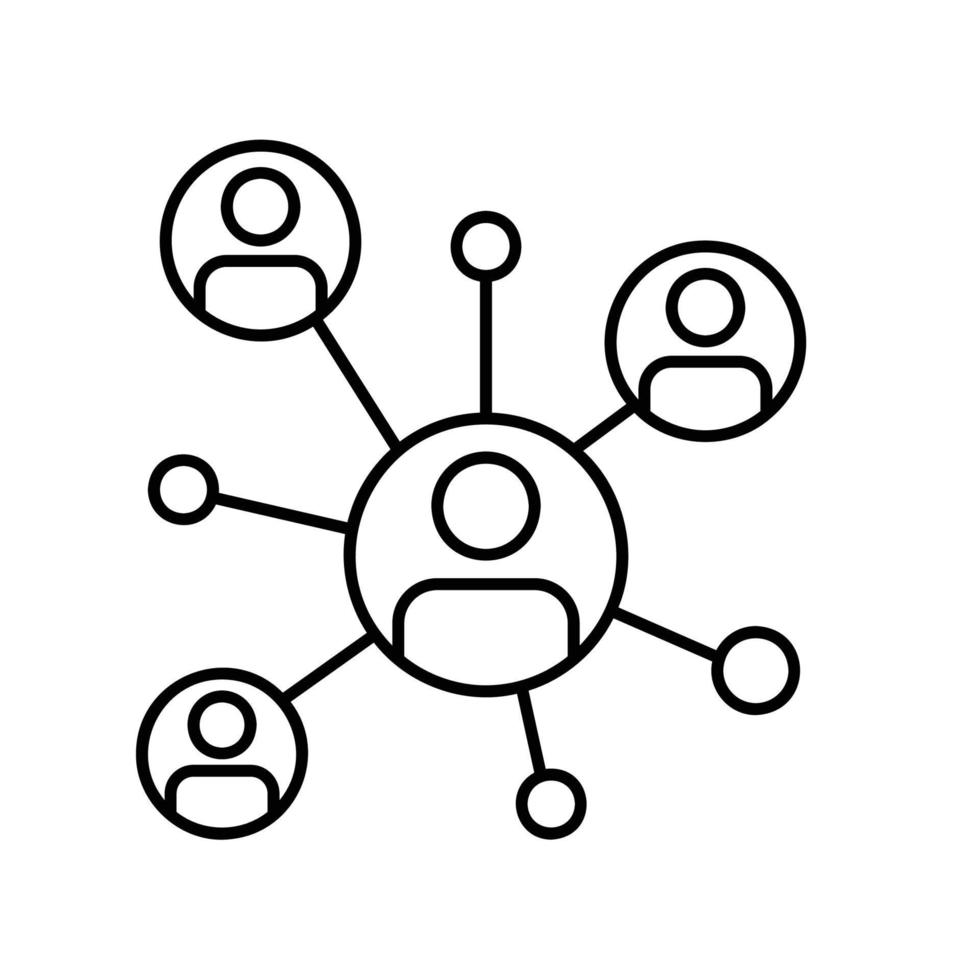 rede social ou ícone de rede de trabalho com pessoas e diagramas vetor