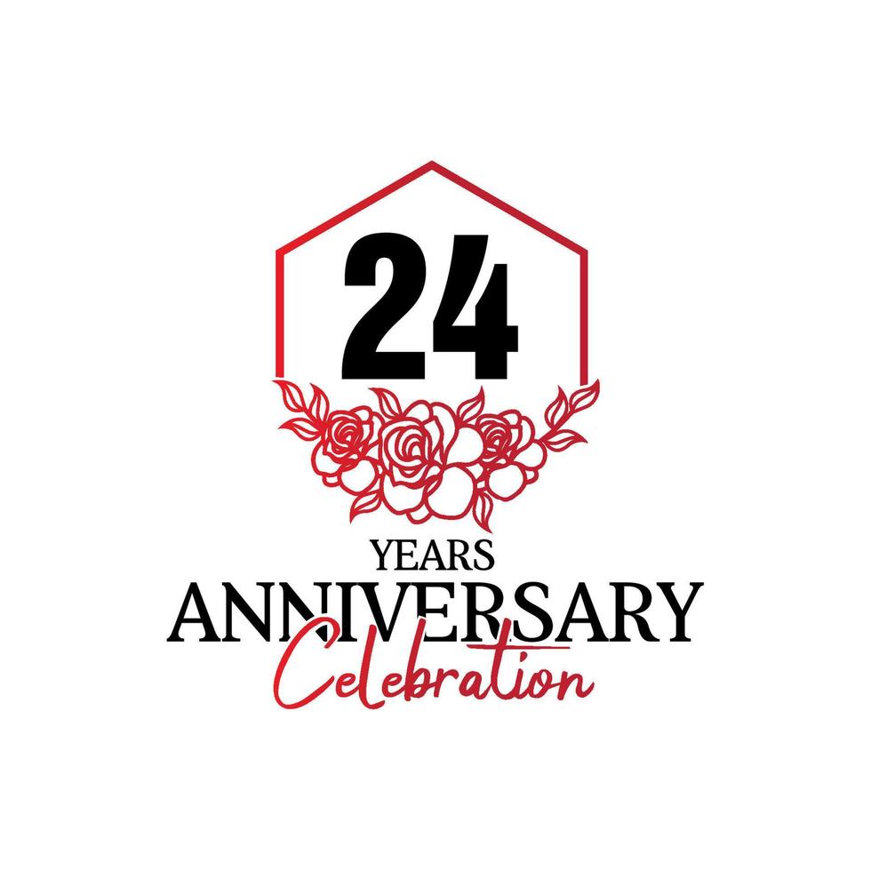 logotipo de aniversário de 24 anos, celebração de design vetorial de aniversário luxuoso vetor