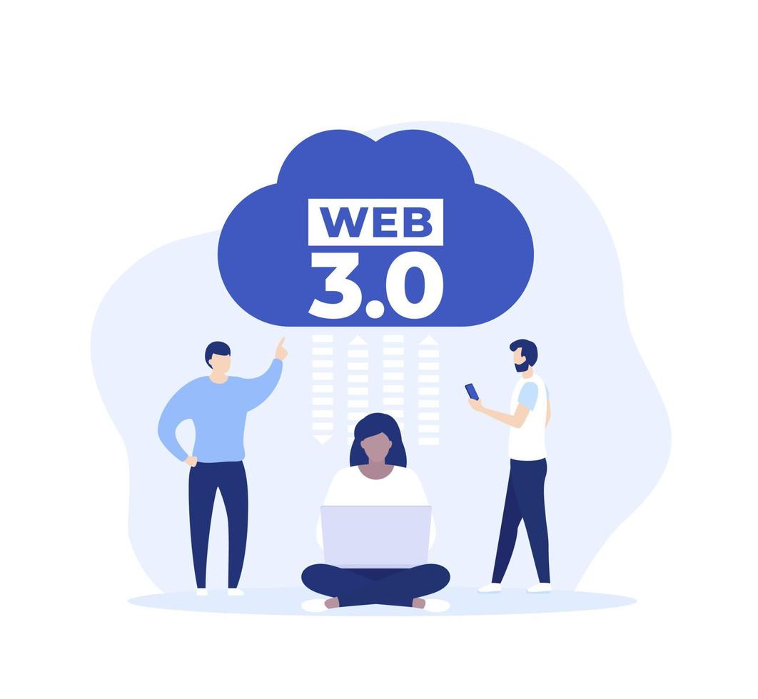 ilustração vetorial web 3.0 ou web3 com pessoas vetor