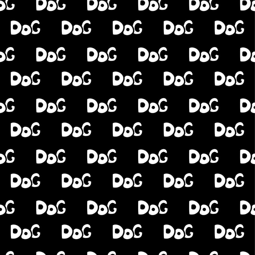padrão perfeito de desenho animado de cachorro de texto vetor