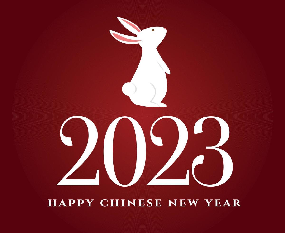 feliz ano novo chinês 2023 ano do coelho ilustração vetorial de design abstrato branco com fundo vermelho vetor
