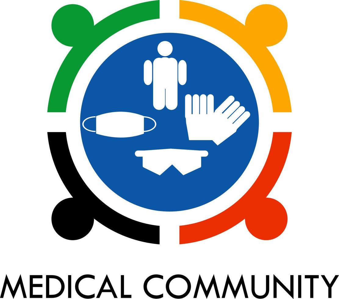 ilustração de modelo de logotipo da comunidade médica. isso é bom para a medicina e a humanidade vetor