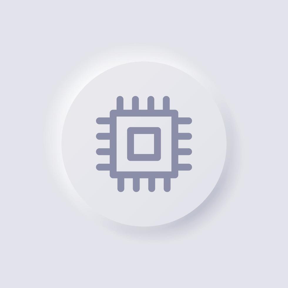 ícone da CPU, design de interface do usuário suave de neumorfismo branco para web design, interface do usuário do aplicativo e muito mais, botão, vetor. vetor