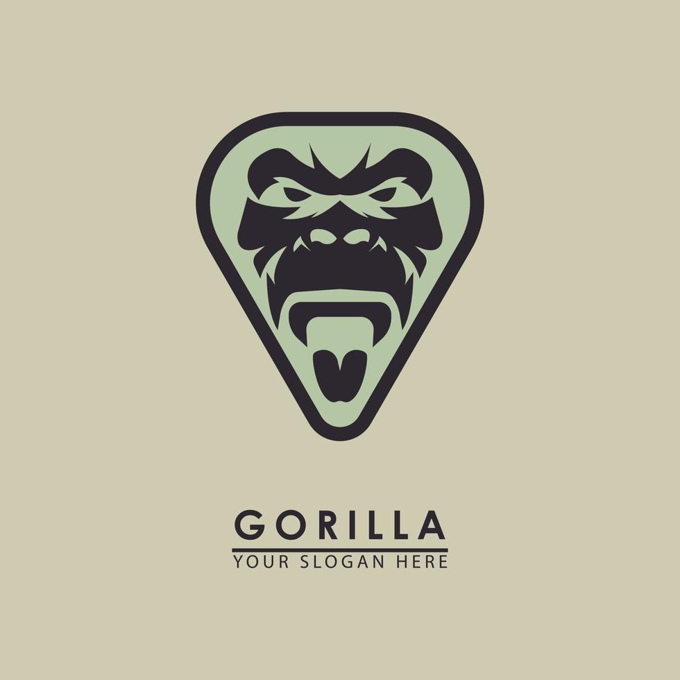 ilustração vetorial de um gorila rugindo em um triângulo para um ícone de logotipo vetor