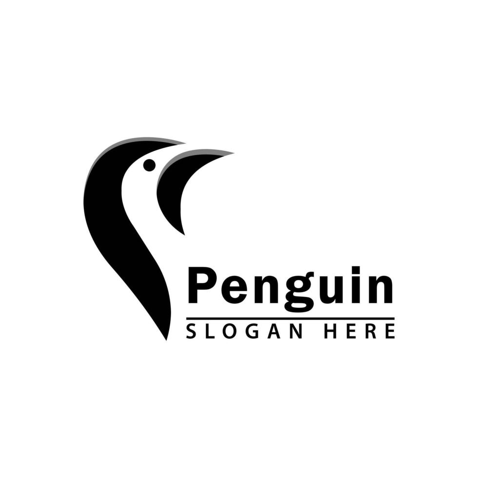 ícone de logotipo de cabeça de pinguim simples e elegante vetor