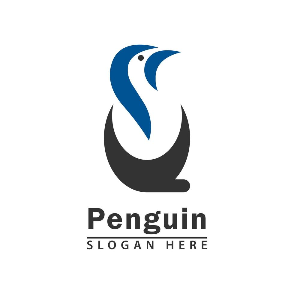 ícone de logotipo de pinguim simples e elegante vetor