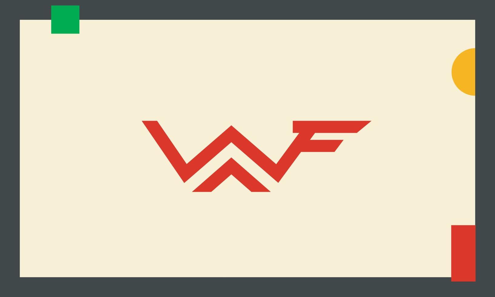 letras do alfabeto iniciais monograma logotipo wf, fw, w e f vetor