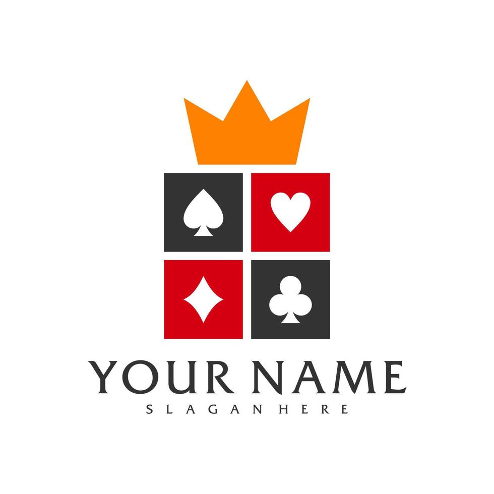 modelo de vetor de logotipo de pôquer rei, conceitos de design de logotipo de pôquer criativo