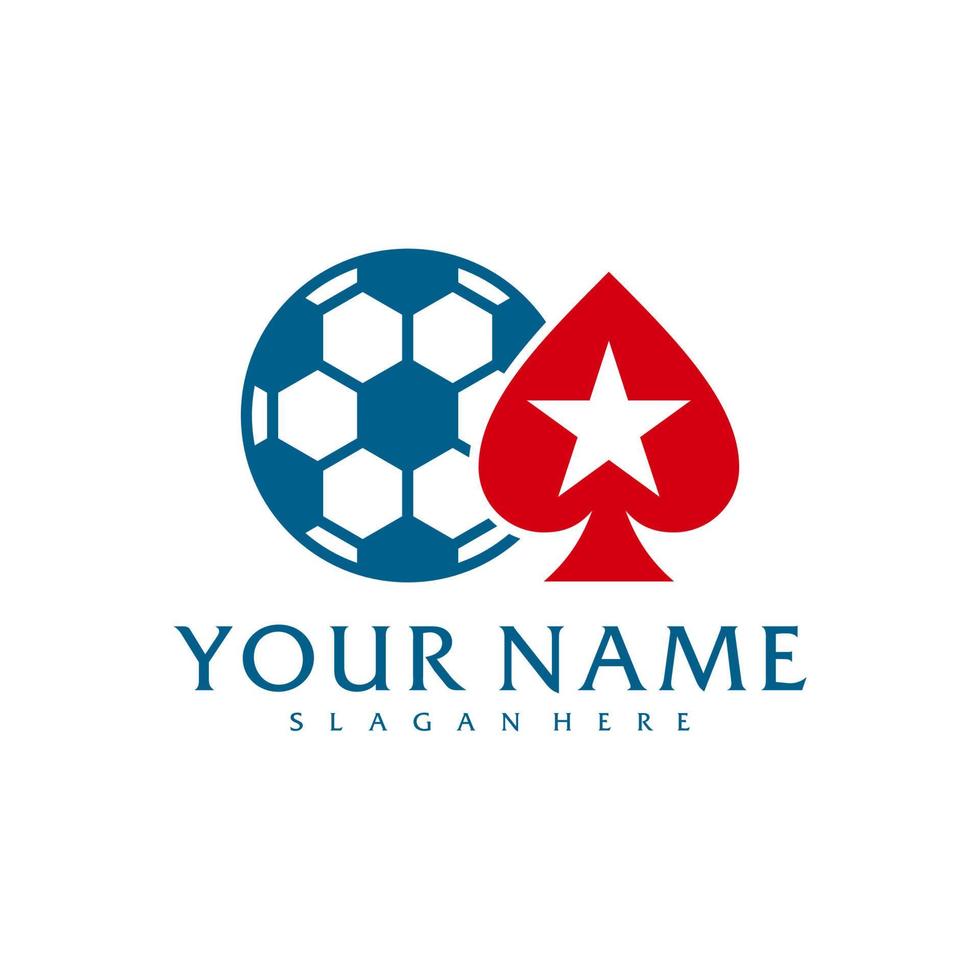 modelo de vetor de logotipo de pôquer de futebol, conceitos criativos de design de logotipo de pôquer