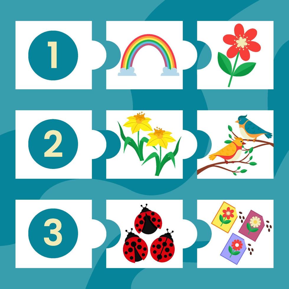 mini-jogo de quebra-cabeça para crianças. tabuleiro de jogo de primavera para crianças vetor