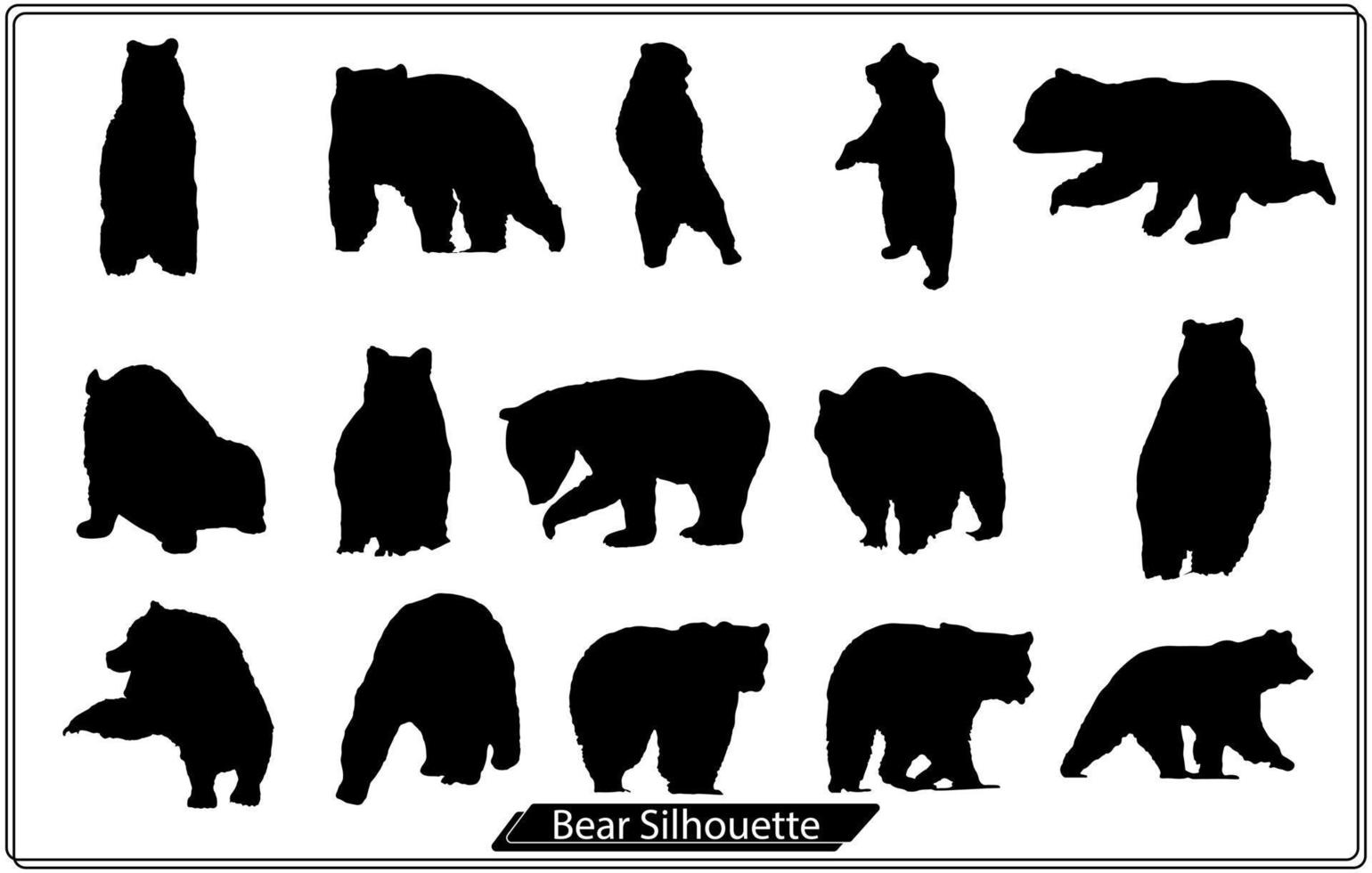 várias silhuetas de urso no fundo branco grátis vetor