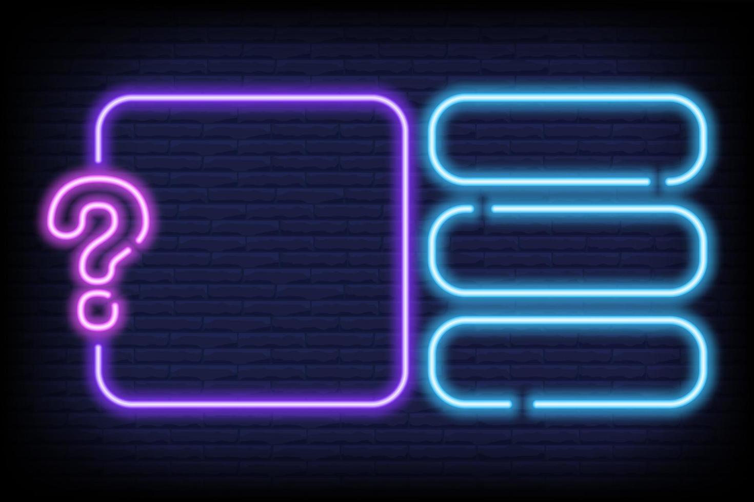 Quiz Neon Sign Vector. Pronto para uma inscrição Quiz néon, modelo de  design, design moderno tendência