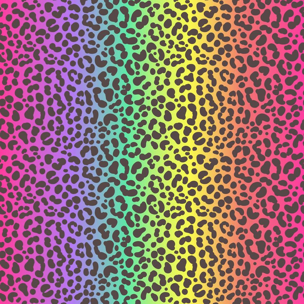 padrão sem emenda de chita arco-íris. estampa neon leopardo. vector fundo de pele manchada de animal