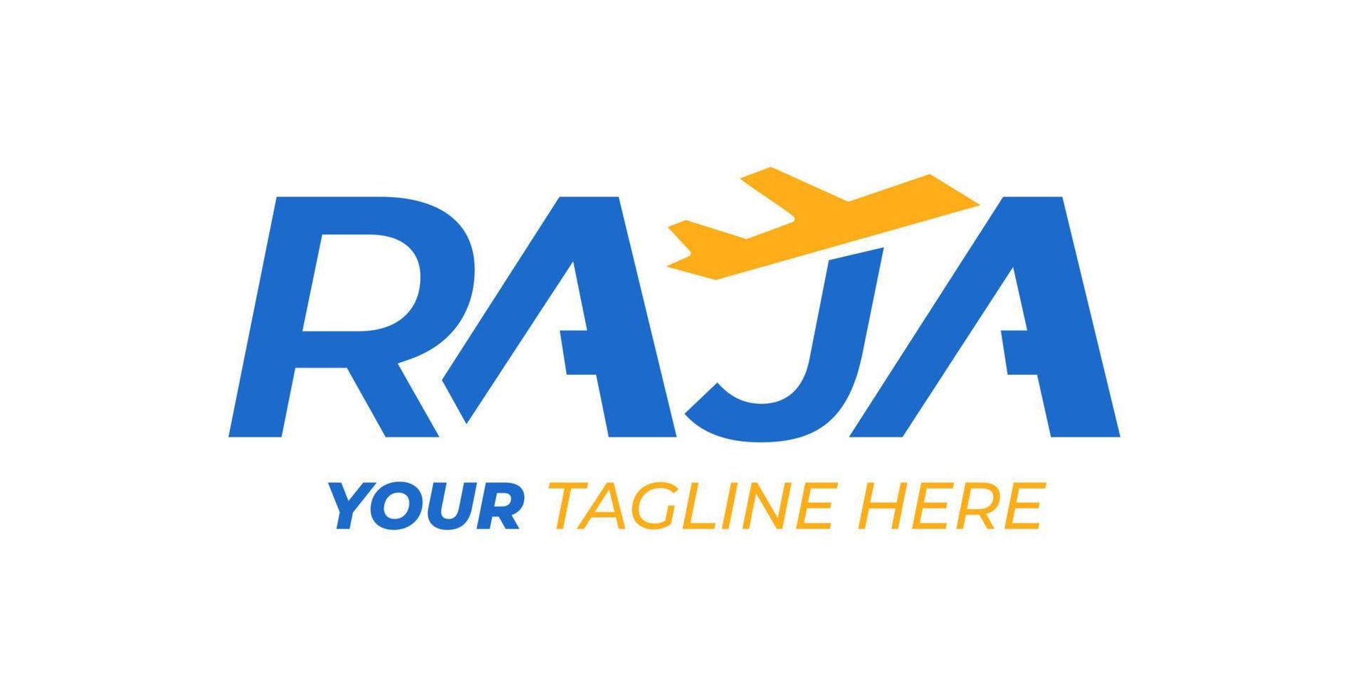 logotipo de marca de palavra criativa. letra j com avião para logotipo de agência de viagens vetor