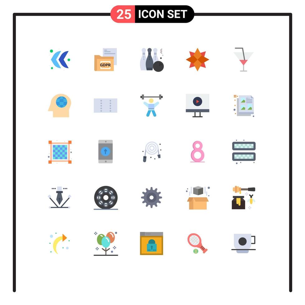 conjunto de 25 sinais de símbolos de ícones de interface do usuário modernos para beber boliche de inverno férias jogar elementos de design de vetores editáveis