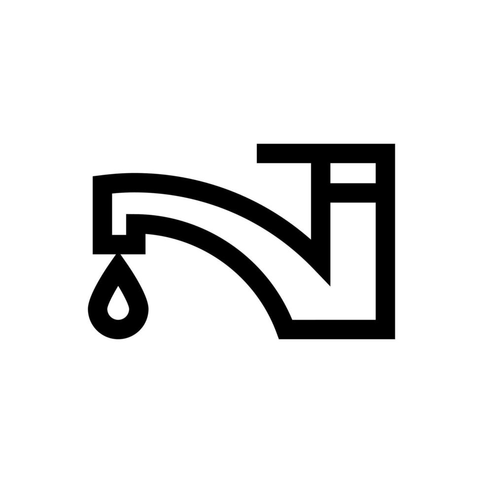 torneira de ícone de contorno com emblema de água. ilustração vetorial vetor