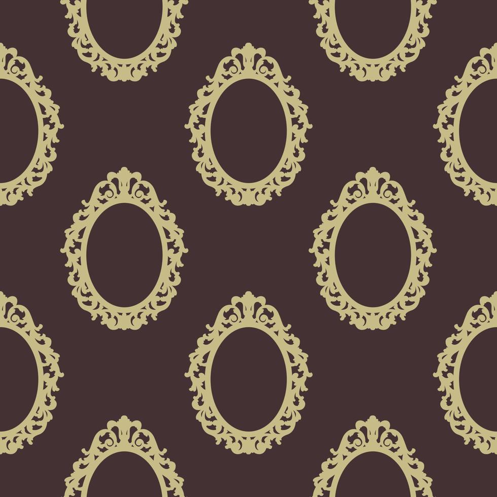 padrão de molduras rendadas ovais em estilo vintage em um fundo marrom para impressão e design. ilustração vetorial. vetor