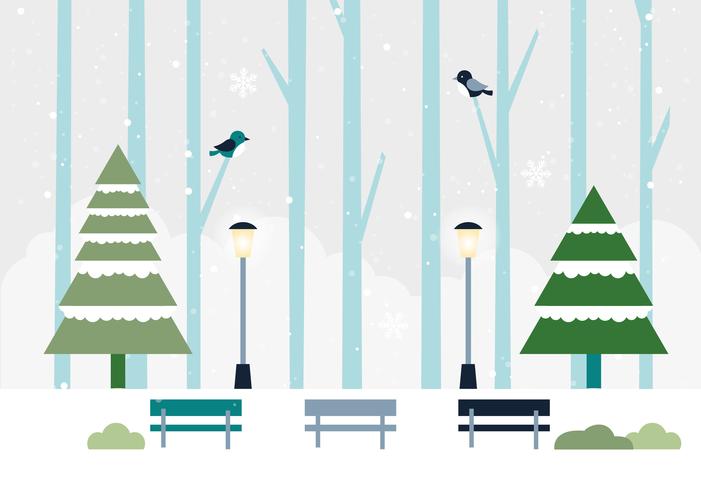 Free Flat Design Vector Winter Landscape