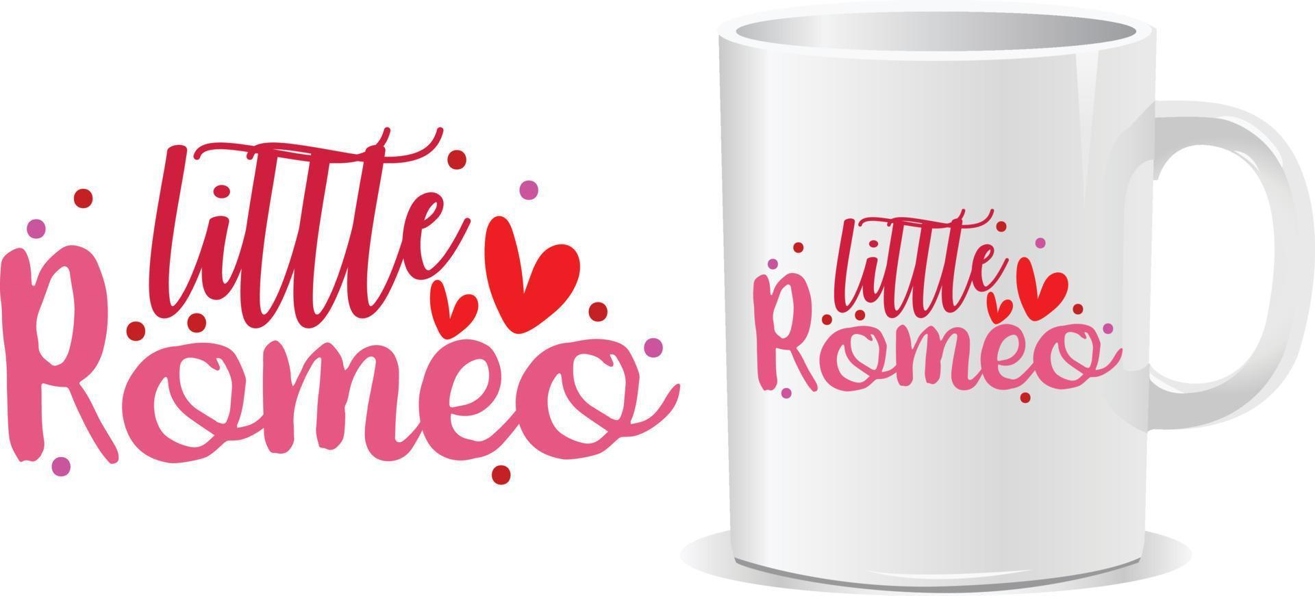 pequeno romeo feliz dia dos namorados vetor de design de caneca