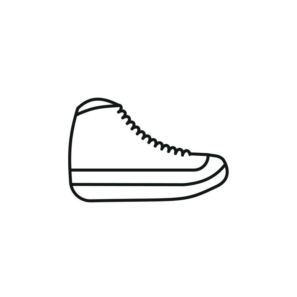 ilustração em vetor contorno preto e branco de sapatos. tênis, unissex, tênis contorno. linha vetorial.