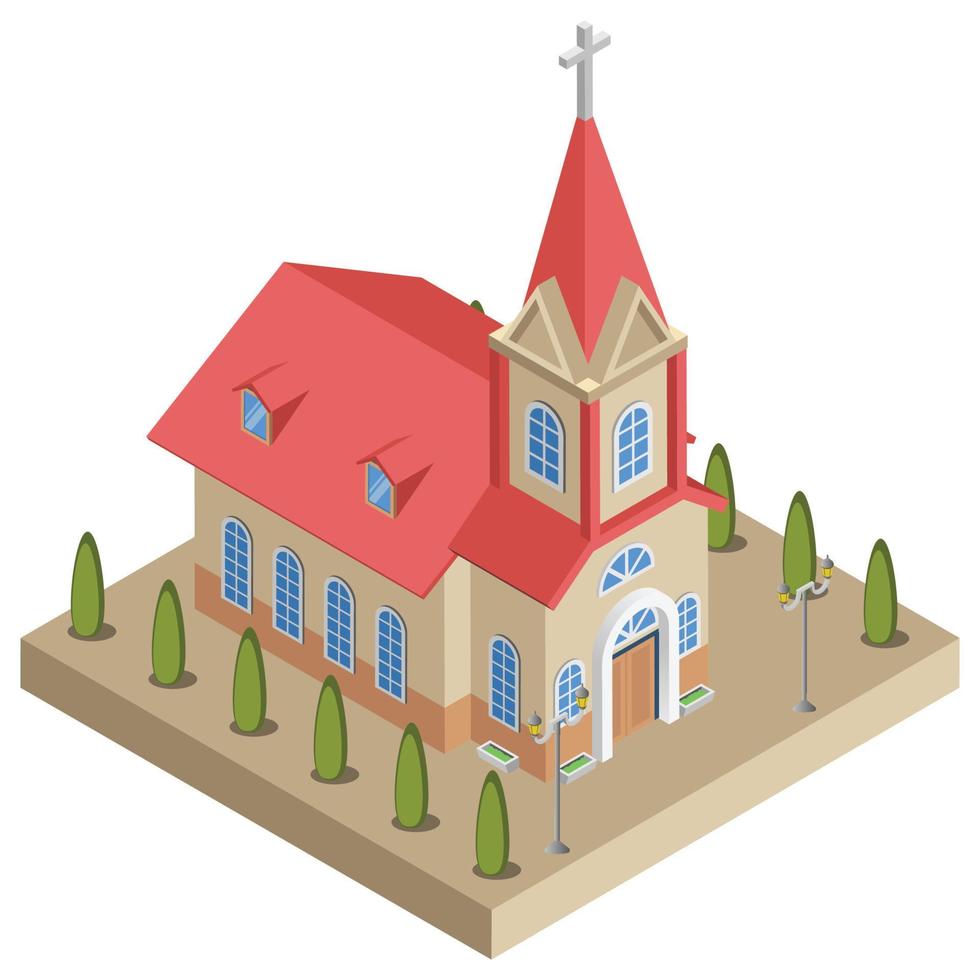 igreja - ilustração 3d isométrica. vetor