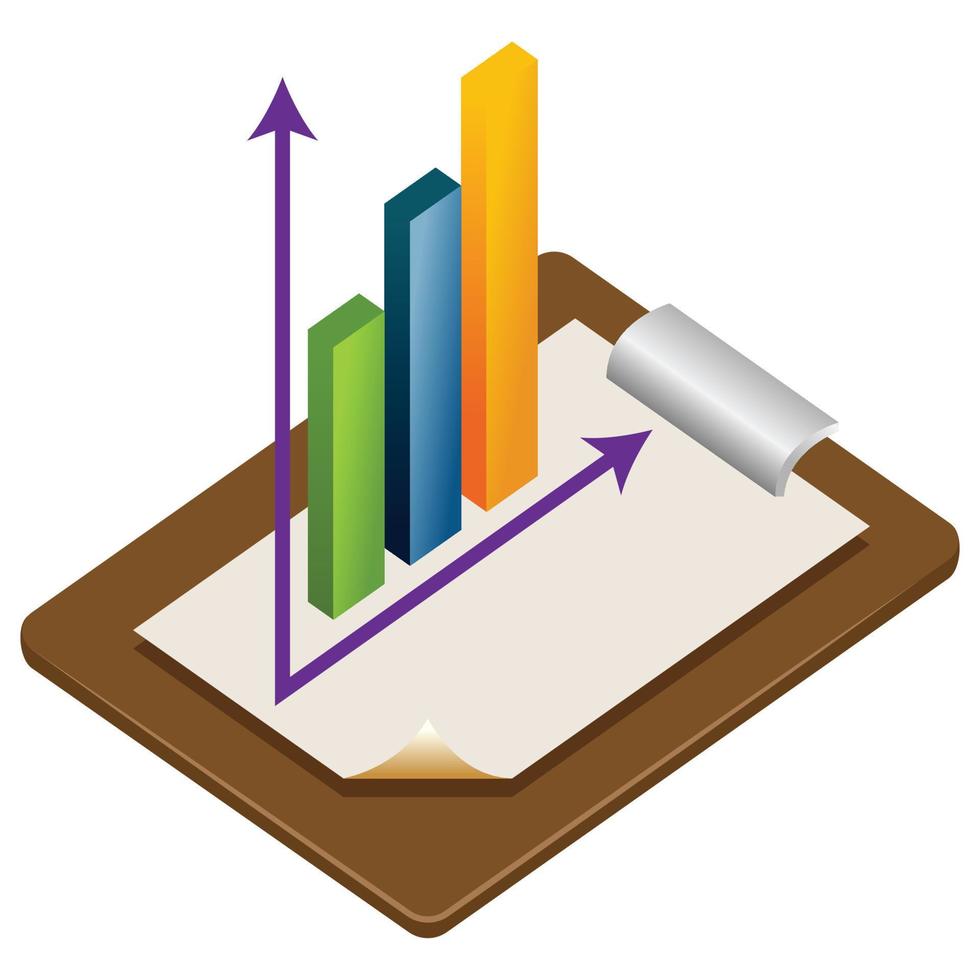 gráfico de barras - ilustração 3d isométrica. vetor