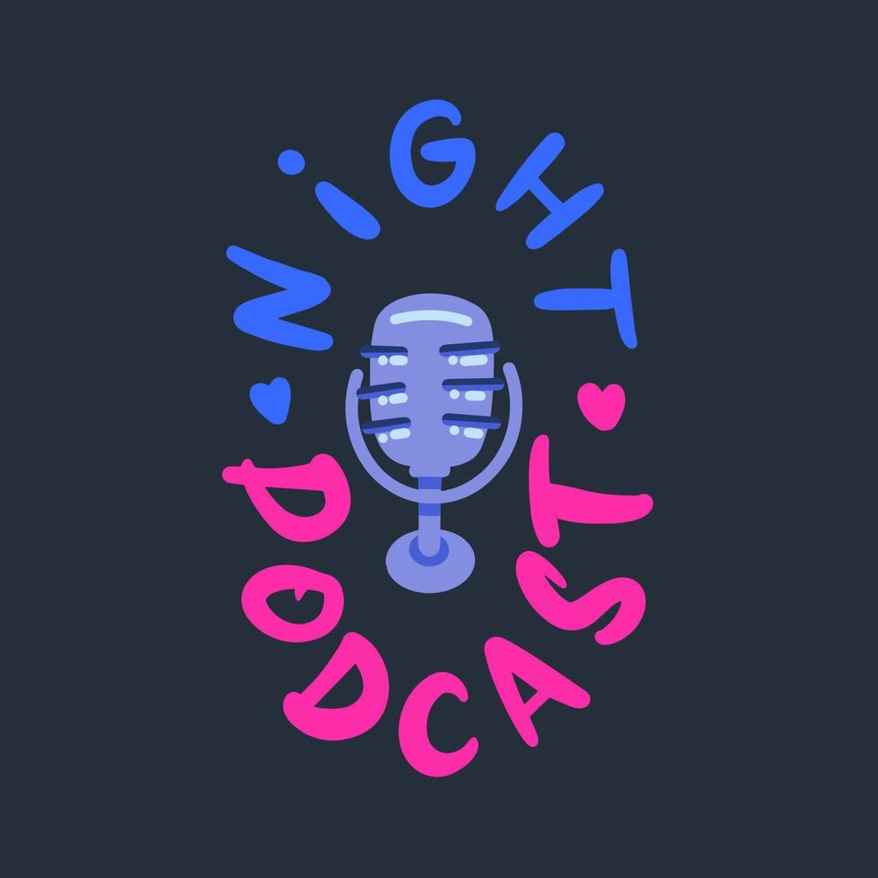 ícone de microfone de podcast noturno em estilo simples para decoração de aplicativos. ilustração vetorial. vetor