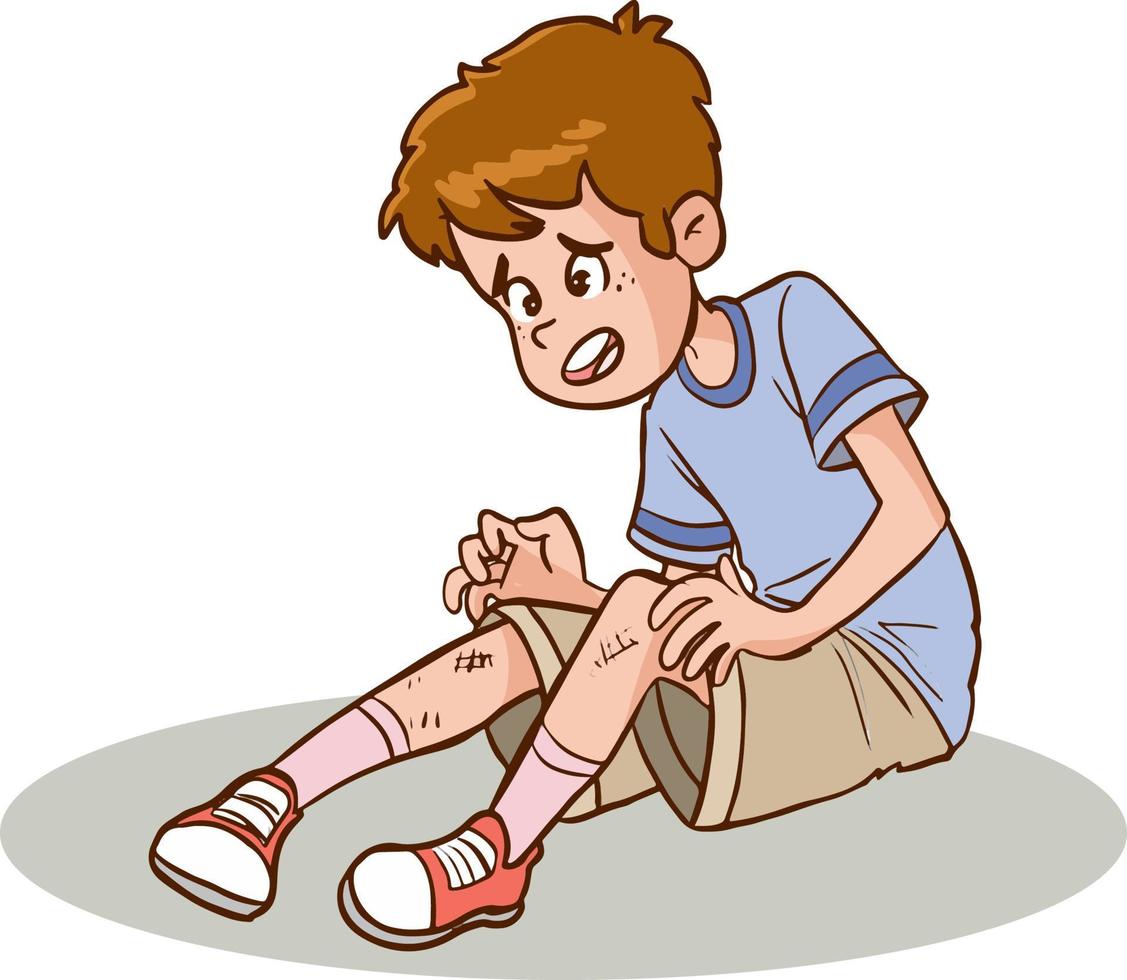 criança caindo machuca ilustração vetorial de desenho animado vetor