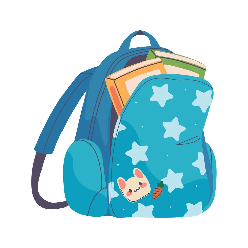 mochila escolar com livros vetor