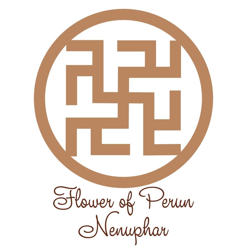 flor de perun, grama superada, nenúfar, símbolo eslavo, decorado com padrões escandinavos. design moderno bege vetor