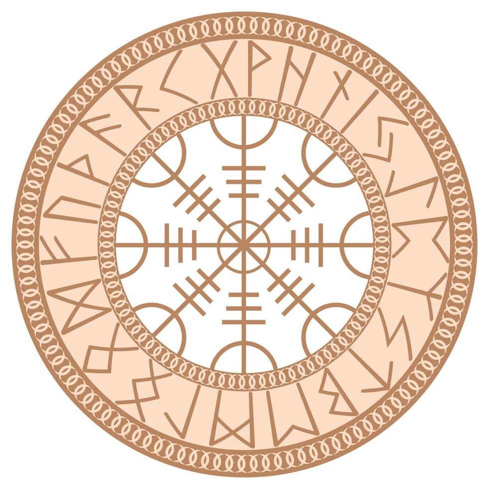 o elmo com runas do terror, um antigo símbolo eslavo embelezado com desenhos escandinavos. design de moda bege vetor
