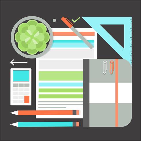 Elementos e ícones do Office Flat Vector Free Flat Design